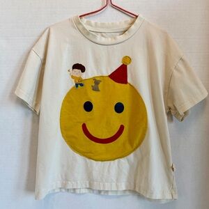 Kids Cream T-Shirt with Yellow Smiley Design size 110/5T